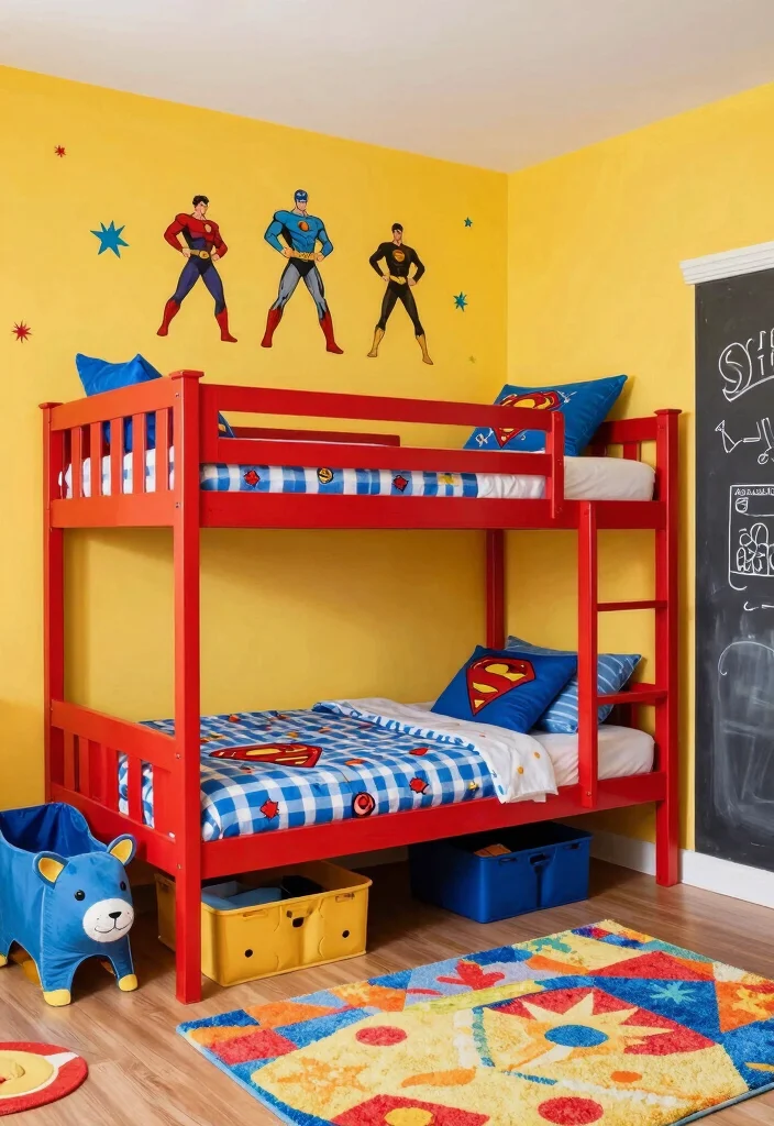 10 Boys Bunk Bed Bedroom Ideas to Maximize Floor Space 3. Themed Color Explosion 0
