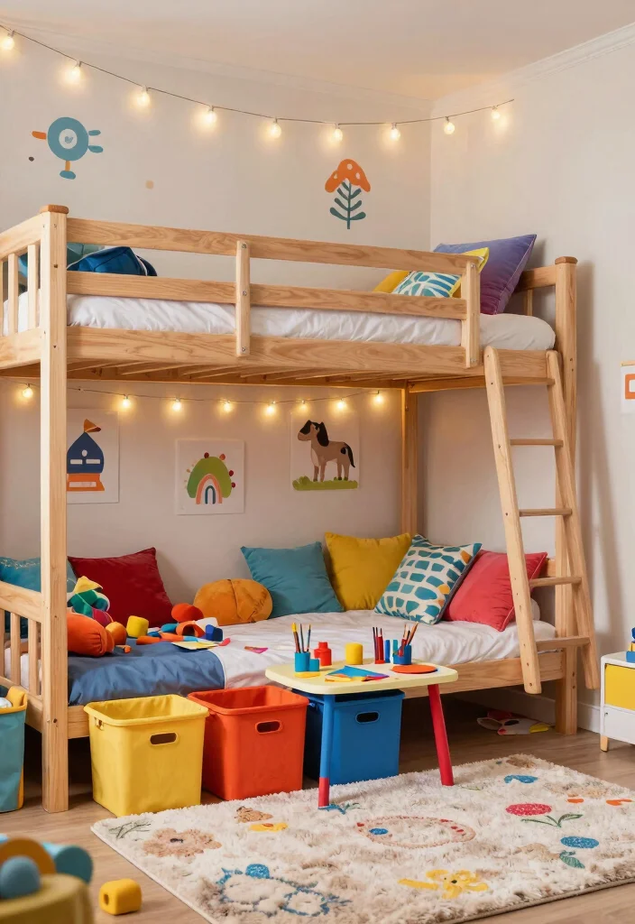 10 Boys Bunk Bed Bedroom Ideas to Maximize Floor Space 4. Under Bed Play Area 0