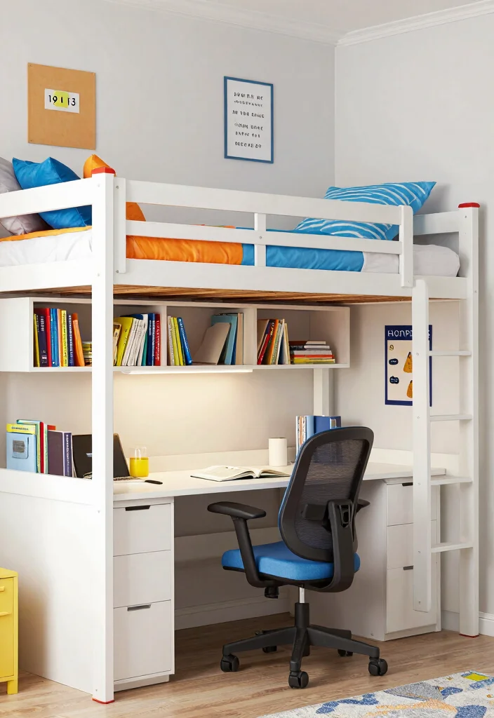 10 Boys Bunk Bed Bedroom Ideas to Maximize Floor Space 6. Lofted Bunk Bed for Study 0