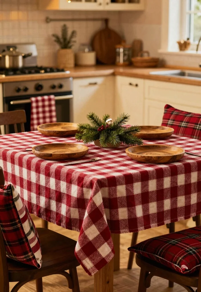 10 Christmas Kitchen Decor Ideas for a Cozy Festive Feel 3. Cozy Plaid Textiles 0