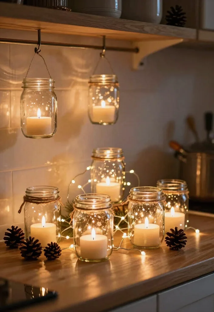 10 Christmas Kitchen Decor Ideas for a Cozy Festive Feel 4. DIY Mason Jar Candle Holders 0