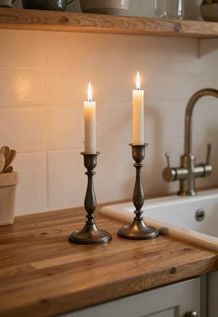 10 Kitchen Sink Decor Ideas for a Styled Counter Look 10. Elegant Candle Holders 0