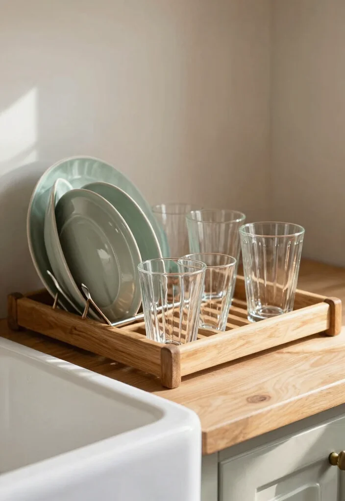 10 Kitchen Sink Decor Ideas for a Styled Counter Look 4. Rustic Dish Rack 0