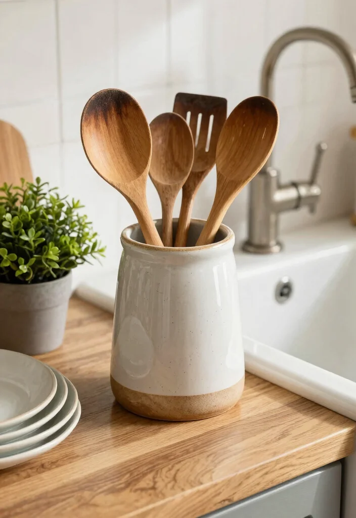 10 Kitchen Sink Decor Ideas for a Styled Counter Look 6. Stylish Utensil Holder 0