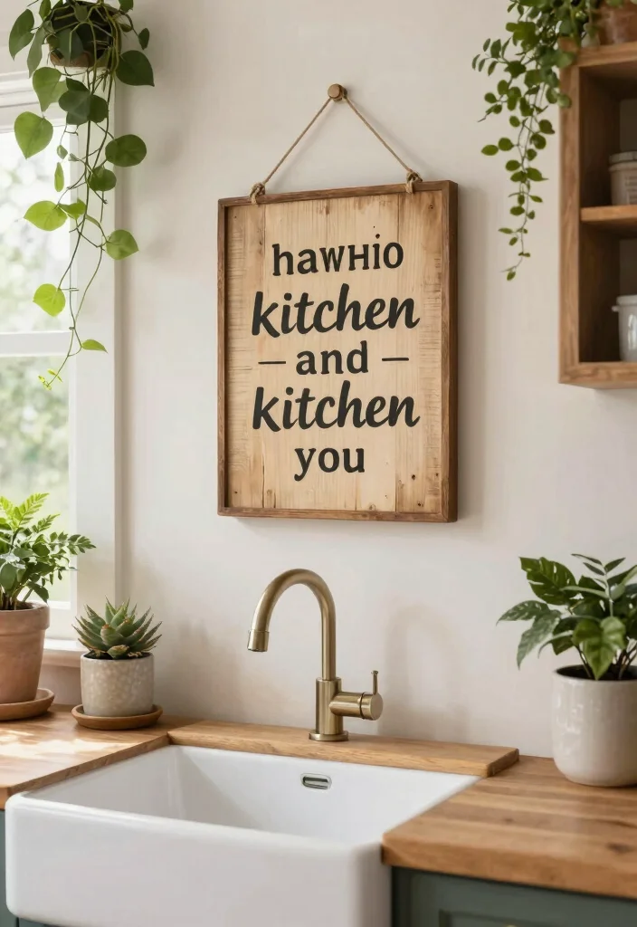 10 Kitchen Sink Decor Ideas for a Styled Counter Look 9. Decorative Wall Sign 0