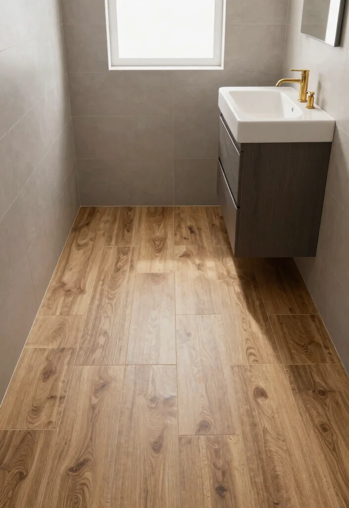 10 Small Bathroom Tile Ideas to Make Compact Spaces Look Bigger 10. Waterproof Vinyl Tiles for Practical Style 0