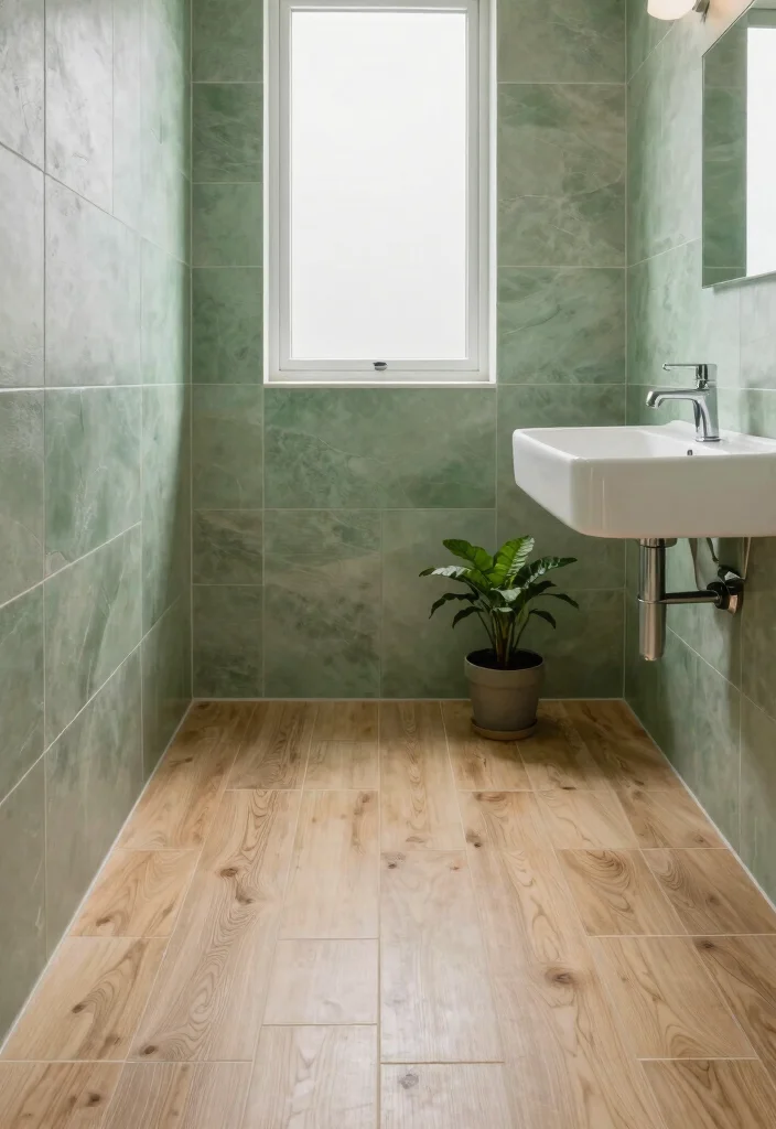 10 Small Bathroom Tile Ideas to Make Compact Spaces Look Bigger 7. Nature Inspired Tiles for a Refreshing Feel 0