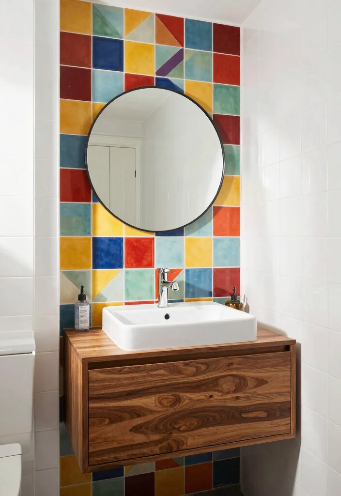 10 Small Bathroom Tile Ideas to Make Compact Spaces Look Bigger 8. Bold Accent Walls for a Statement 0