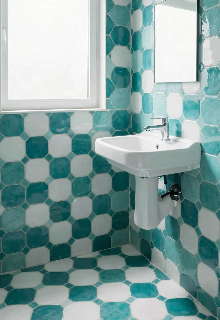 10 Small Bathroom Tile Ideas to Make Compact Spaces Look Bigger 9. Hexagonal Tiles for a Trendy Twist 0
