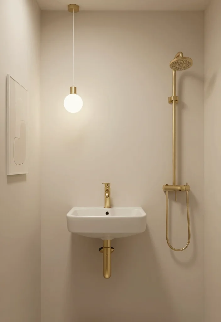 10 Small Beige Bathroom Ideas with Warm Neutral Tones 2. Minimalist Fixtures 0