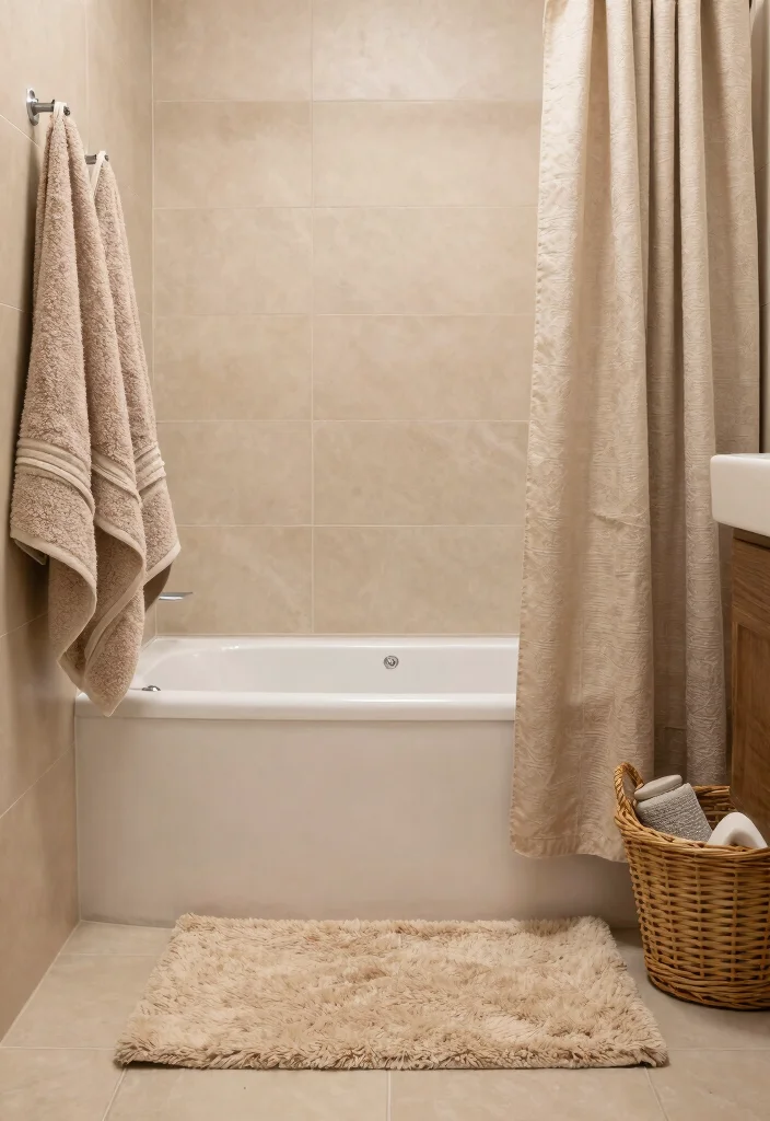 10 Small Beige Bathroom Ideas with Warm Neutral Tones 3. Layered Textures 0