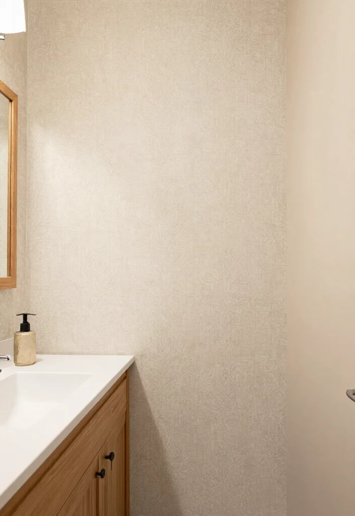 10 Small Beige Bathroom Ideas with Warm Neutral Tones 6. Accent Wall Ideas 0