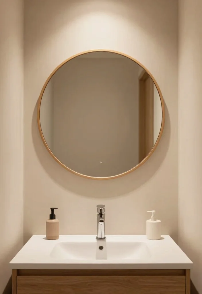 10 Small Beige Bathroom Ideas with Warm Neutral Tones 9. Elegant Mirrors 0