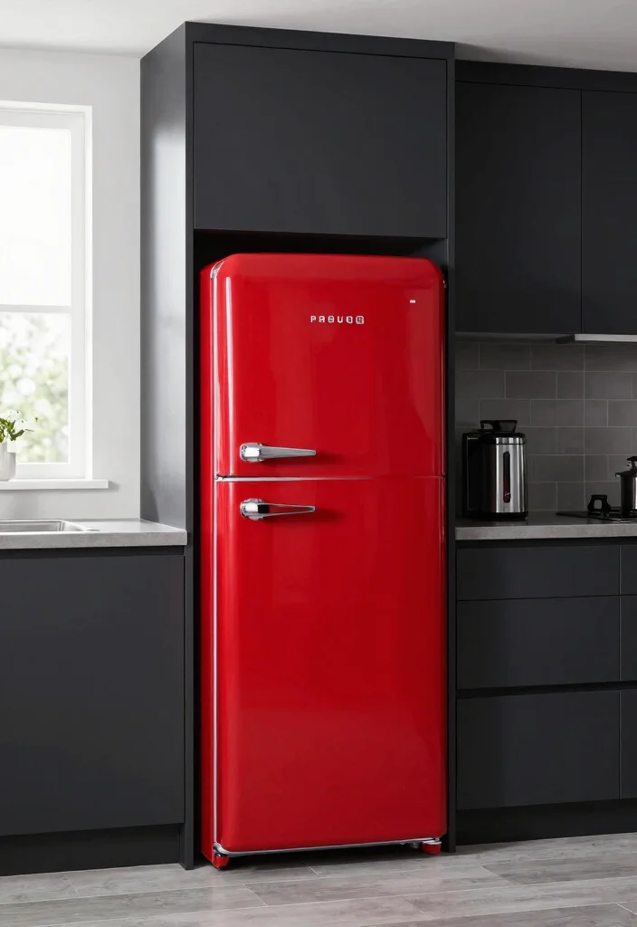 10 Small Black Kitchen Ideas with Bold Modern Contrast 7. Colorful Appliances 0