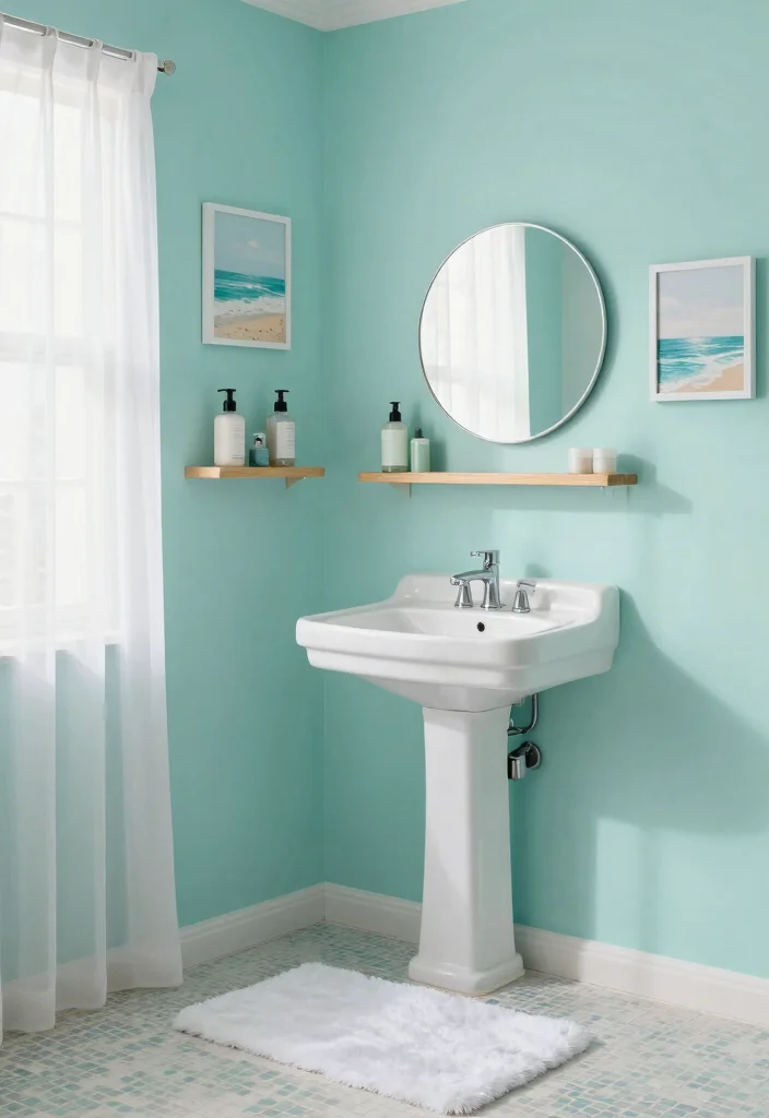 10 Small Blue Bathroom Ideas for a Calm and Airy Feel 1. Soft Aqua Walls 0