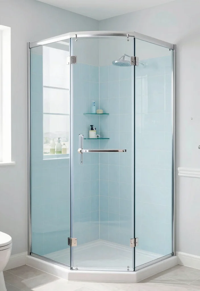 10 Small Blue Bathroom Ideas for a Calm and Airy Feel 6. Glass Shower Enclosure 0