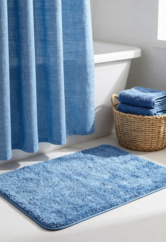 10 Small Blue Bathroom Ideas for a Calm and Airy Feel 8. Textured Fabrics 0