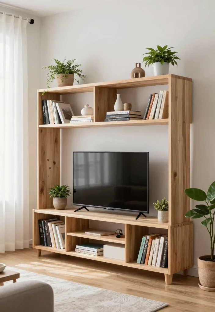 10 Small Living Room Ideas with TV for Smart Layouts 5. Open Shelving Units 0