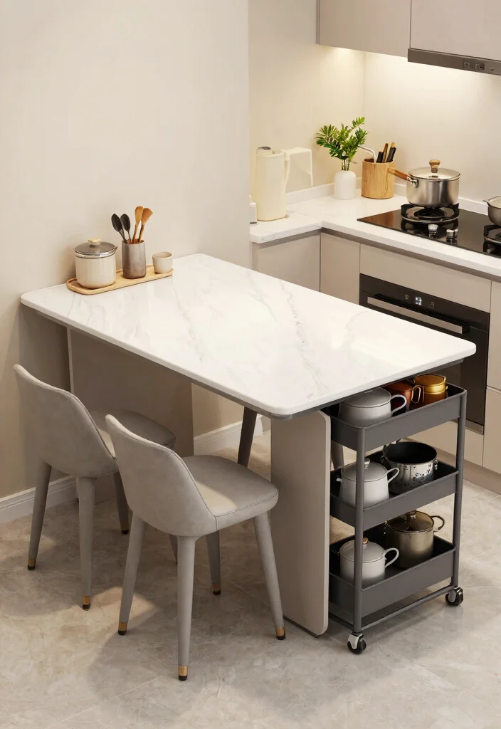 10 Tiny Galley Kitchen Ideas with Efficient Layouts 7. Multi Functional Furniture 0