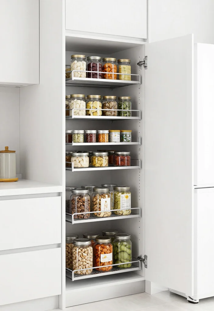 10 Tiny Kitchen Layout Ideas That Use Space Wisely 4. Pull Out Pantry 0