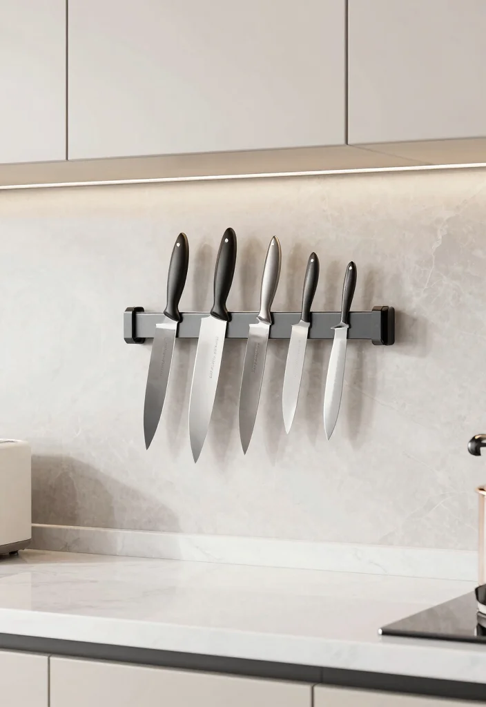10 Tiny Kitchen Layout Ideas That Use Space Wisely 6. Magnetic Knife Strips 0