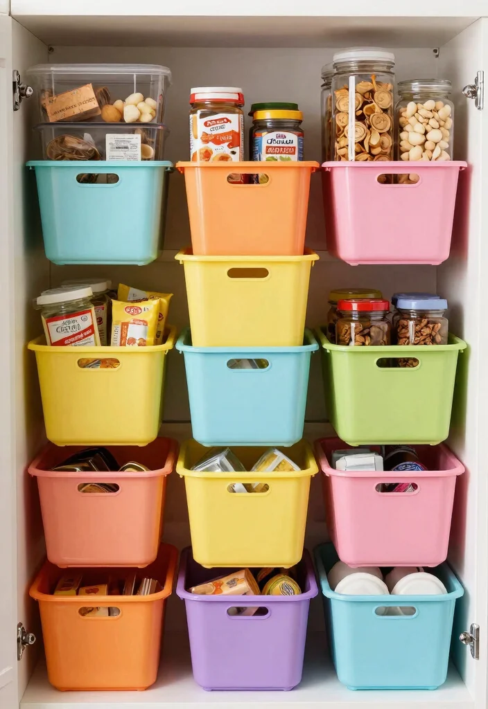 10 Tiny Kitchen Layout Ideas That Use Space Wisely 9. Stackable Storage Bins 0