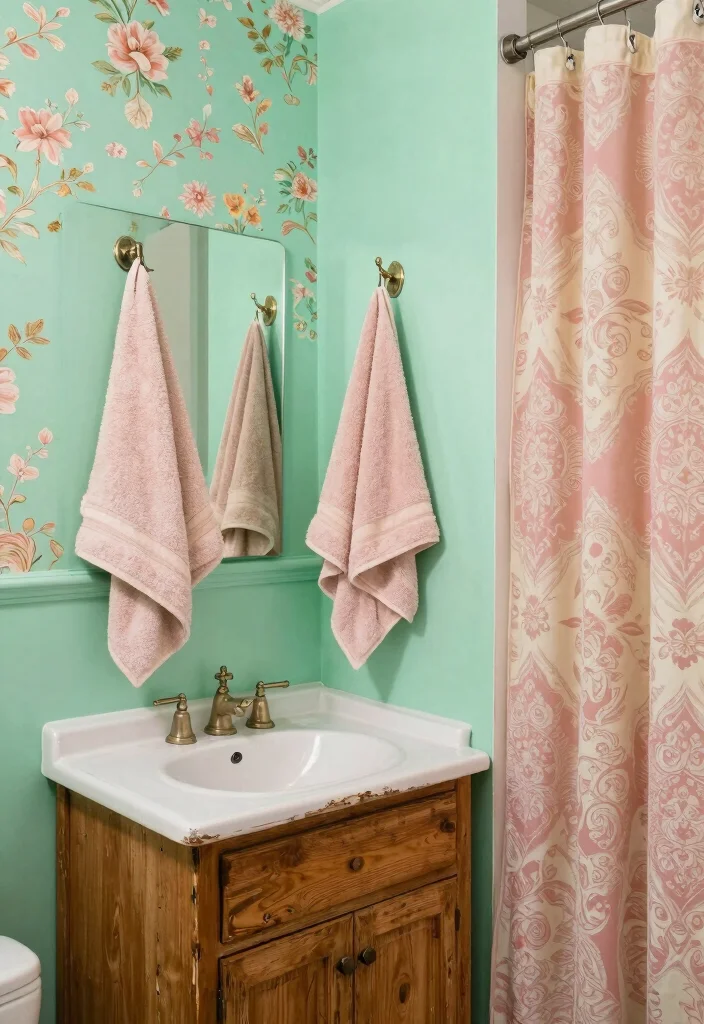 10 Vintage Half Bathroom Ideas with Timeless Character 1. Retro Color Schemes 0