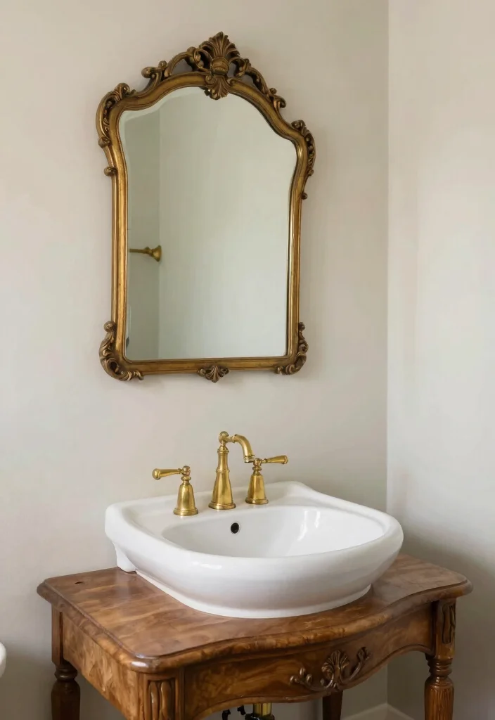 10 Vintage Half Bathroom Ideas with Timeless Character 2. Vintage Fixtures 0