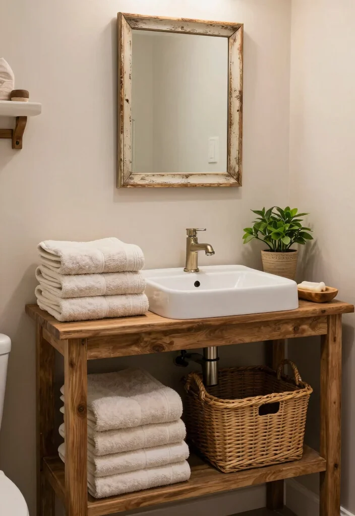 10 Vintage Half Bathroom Ideas with Timeless Character 3. Rustic Bathroom Accessories 0