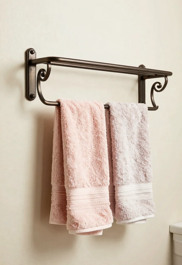 10 Vintage Half Bathroom Ideas with Timeless Character 7. Classic Towel Racks and Hooks 0