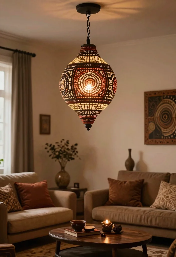 12 African Living Room Ideas with Rich Cultural Style 8. The Magic of Lighting 0