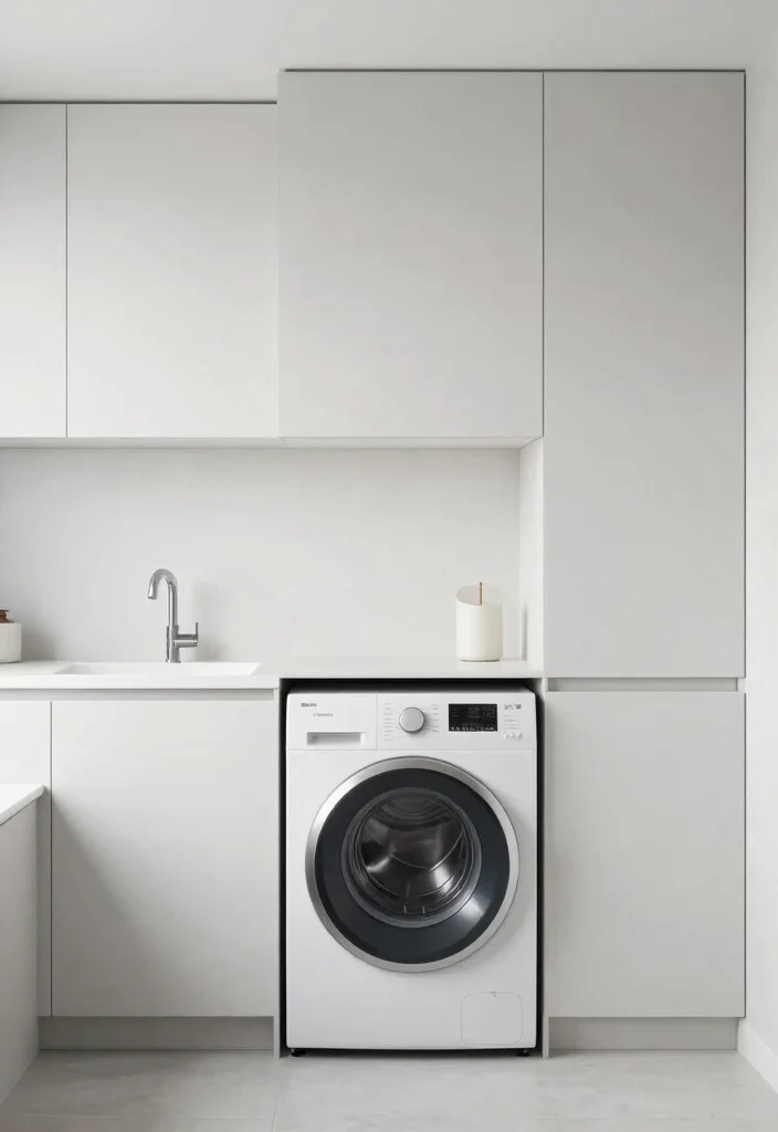 12 Bathroom Ideas with Washing Machine for Small Homes 56 12 Bathroom Ideas with Washing Machine for Small Homes 12. Minimalist Approach 0