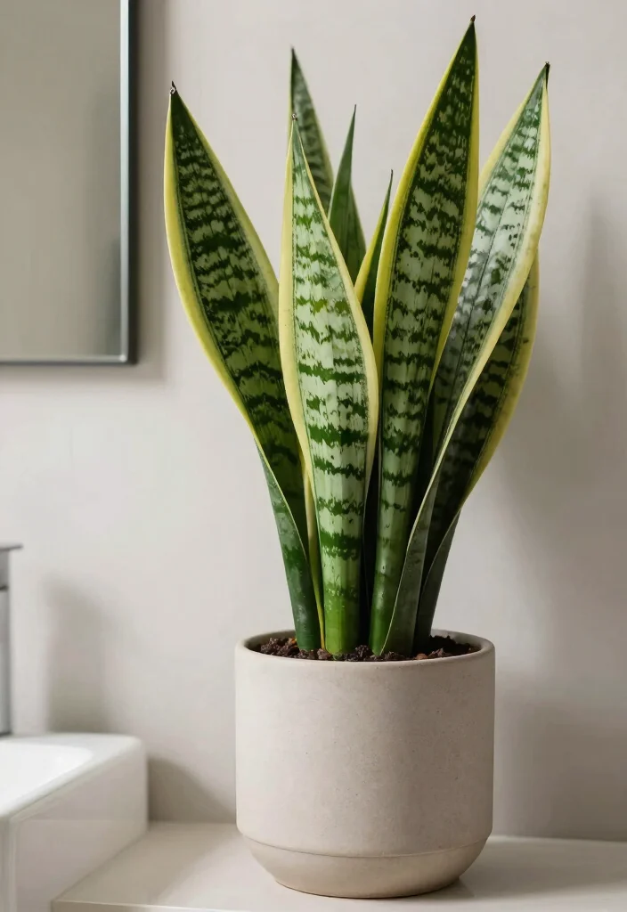 12 Bathroom Plant Ideas to Add Life and Freshness 1. Snake Plant Sansevieria 0