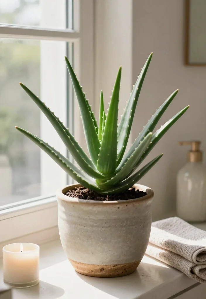 12 Bathroom Plant Ideas to Add Life and Freshness 7. Aloe Vera 0