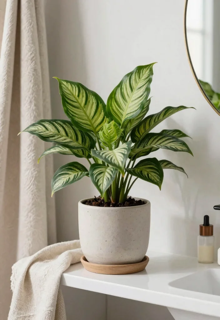 12 Bathroom Plant Ideas to Add Life and Freshness 9. Chinese Evergreen Aglaonema 0