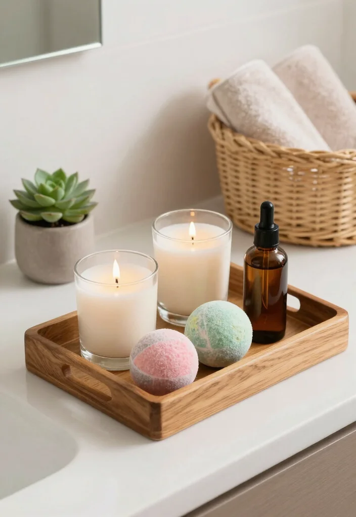 12 Bathroom Tub Decor Ideas for a Relaxing Spa Style 2. Decorative Tray for Bath Essentials 0