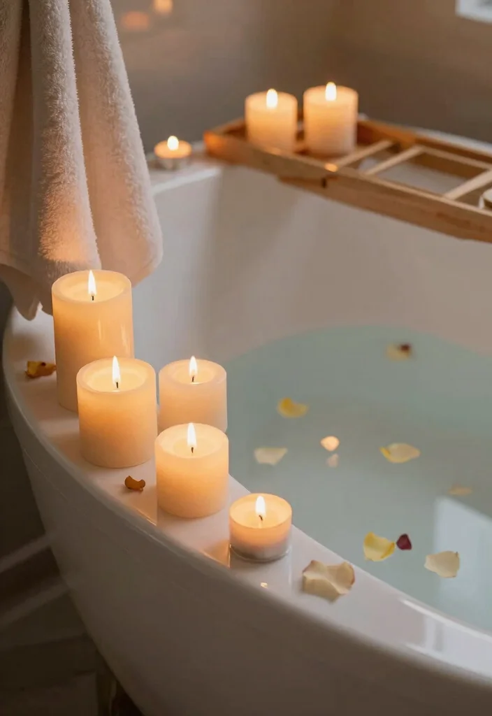 12 Bathroom Tub Decor Ideas for a Relaxing Spa Style 3. Aromatic Candles for Serenity 0