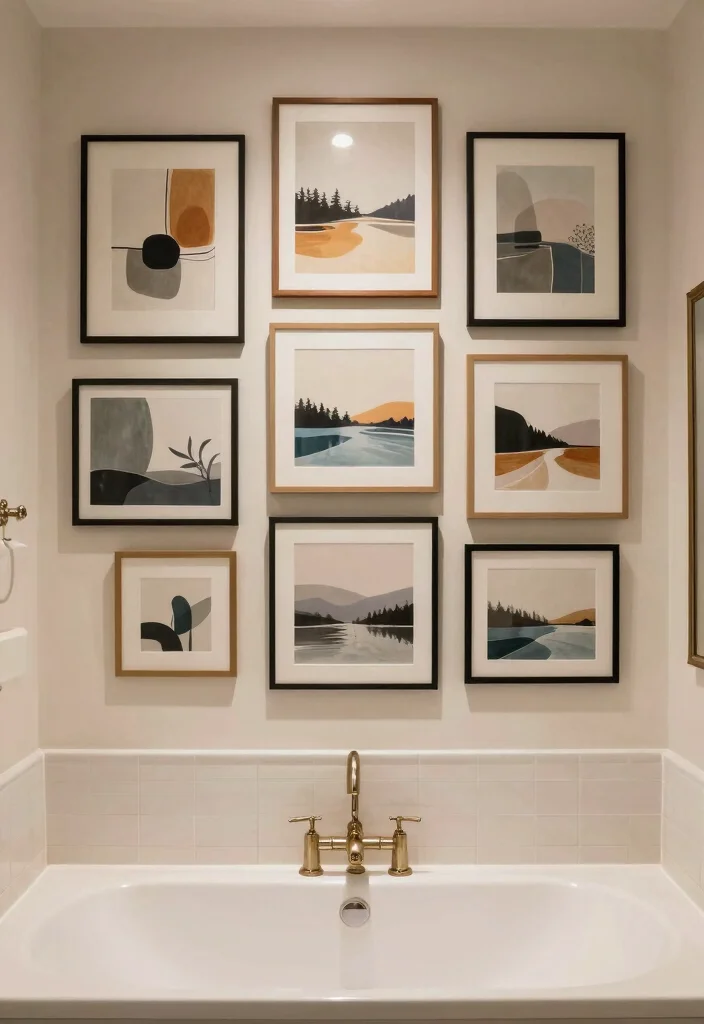 12 Bathroom Tub Decor Ideas for a Relaxing Spa Style 7. Chic Wall Art for Personal Touch 0