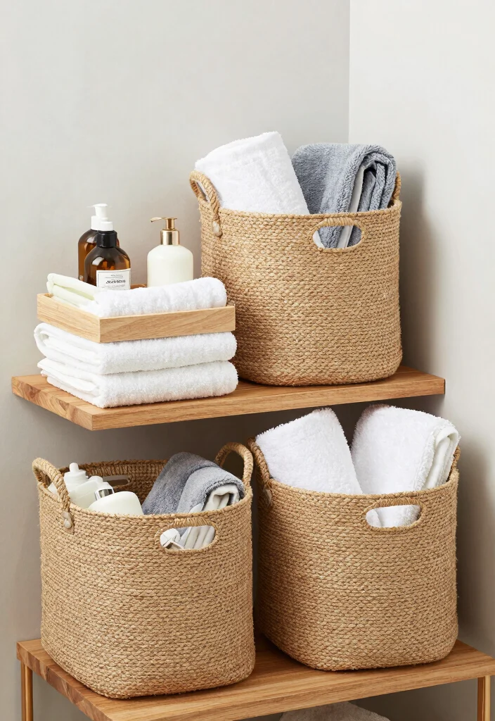 12 Bathroom Tub Decor Ideas for a Relaxing Spa Style 9. Stylish Storage Baskets for Organization 0