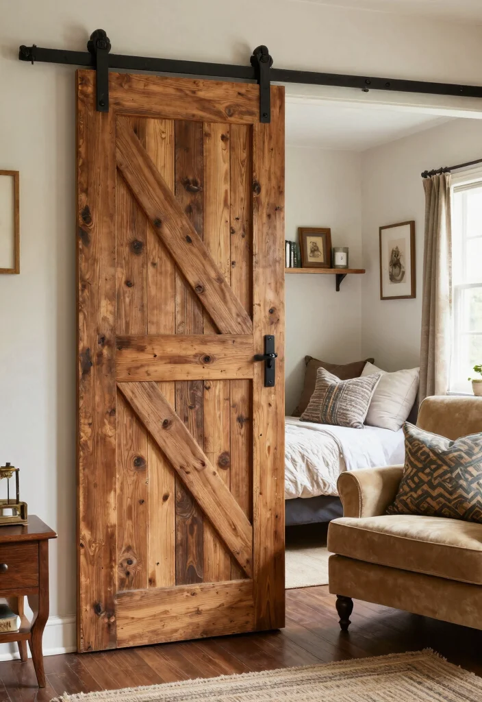 12 Bedroom Partition Ideas for Privacy and Zoning 11. Sliding Barn Doors for Rustic Charm 0