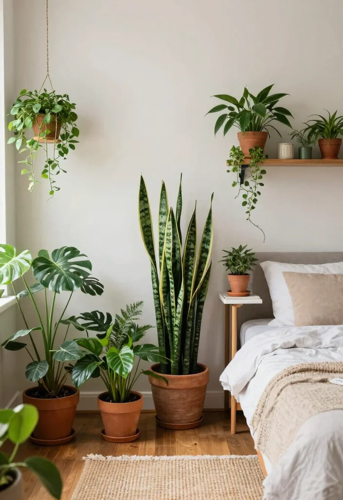 12 Bedroom Partition Ideas for Privacy and Zoning 4. Use of Plants as Natural Dividers 0