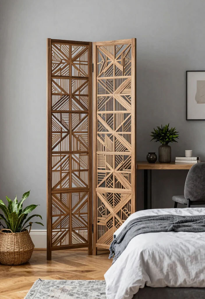 12 Bedroom Partition Ideas for Privacy and Zoning 5. Decorative Room Dividers 0