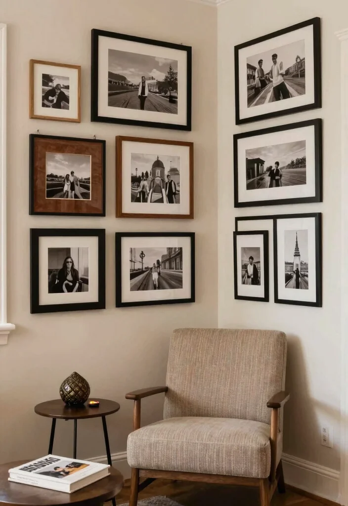 12 Bedroom Sitting Area Ideas for Cozy Relaxing Corners 12. Personalized Gallery Corner 0