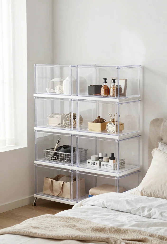12 Bedroom Wardrobe Ideas for Better Storage and Flow 10. Transparent Storage Solutions 0