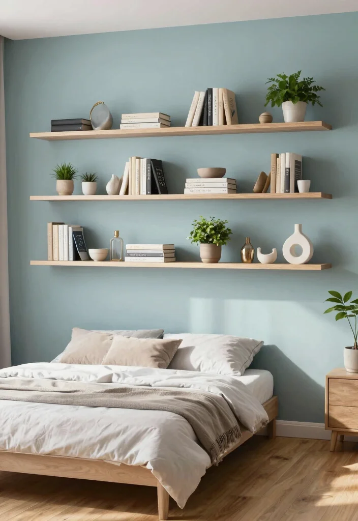 12 Bedroom Wardrobe Ideas for Better Storage and Flow 3. Wall Mounted Shelves 0