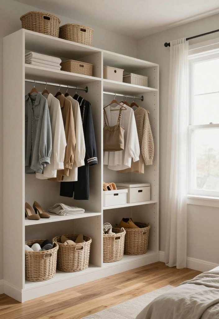 12 Bedroom Wardrobe Ideas for Better Storage and Flow 5. Open Closet Design 0