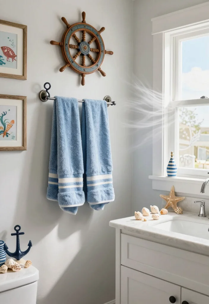 12 Blue Bathroom Decor Ideas for a Clean Coastal Mood 2. Nautical Accessories Galore 0