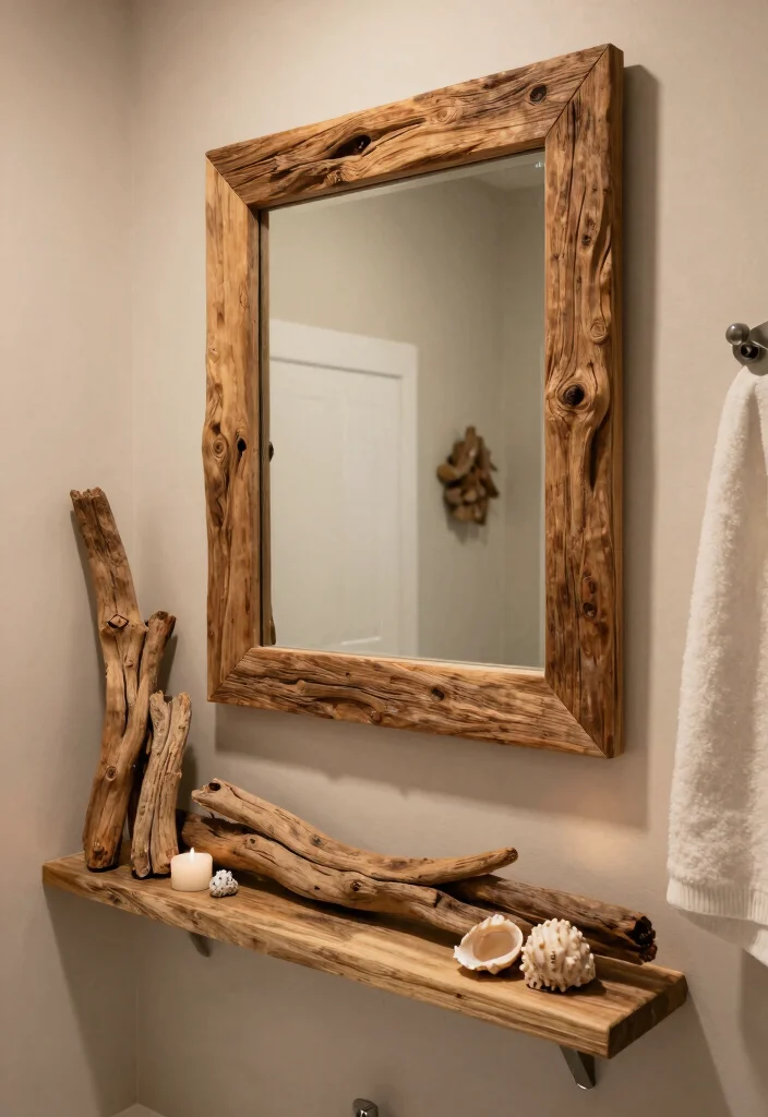 12 Blue Bathroom Decor Ideas for a Clean Coastal Mood 7. Driftwood Accents 0
