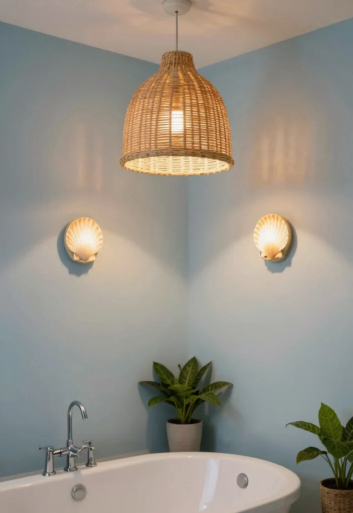 12 Blue Bathroom Decor Ideas for a Clean Coastal Mood 8. Coastal Themed Lighting 0