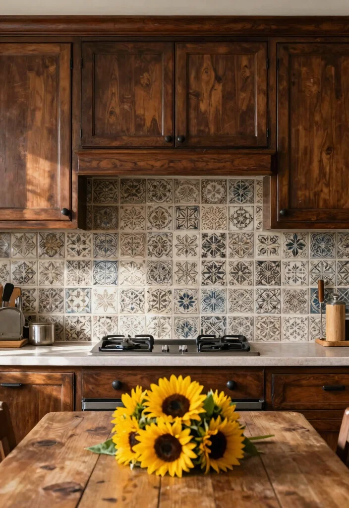 12 Brown Cabinet Backsplash Ideas for a Rich Coordinated Look 7. Farmhouse Tin Tiles 0